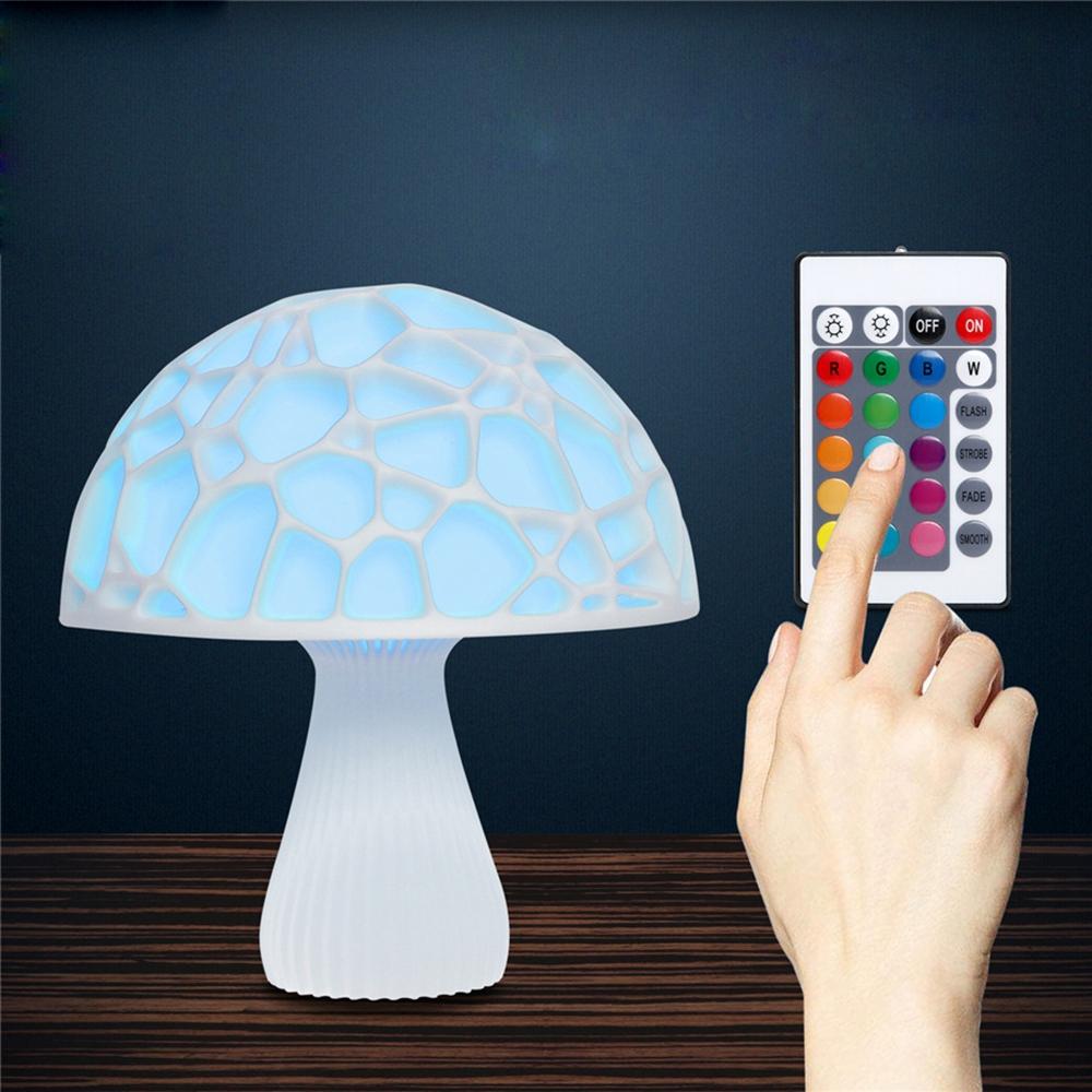 

24cm 3D Mushroom Night Light Remote Touch Control 16 Colors USB Rechargeable Table Lamp for Home Decoration