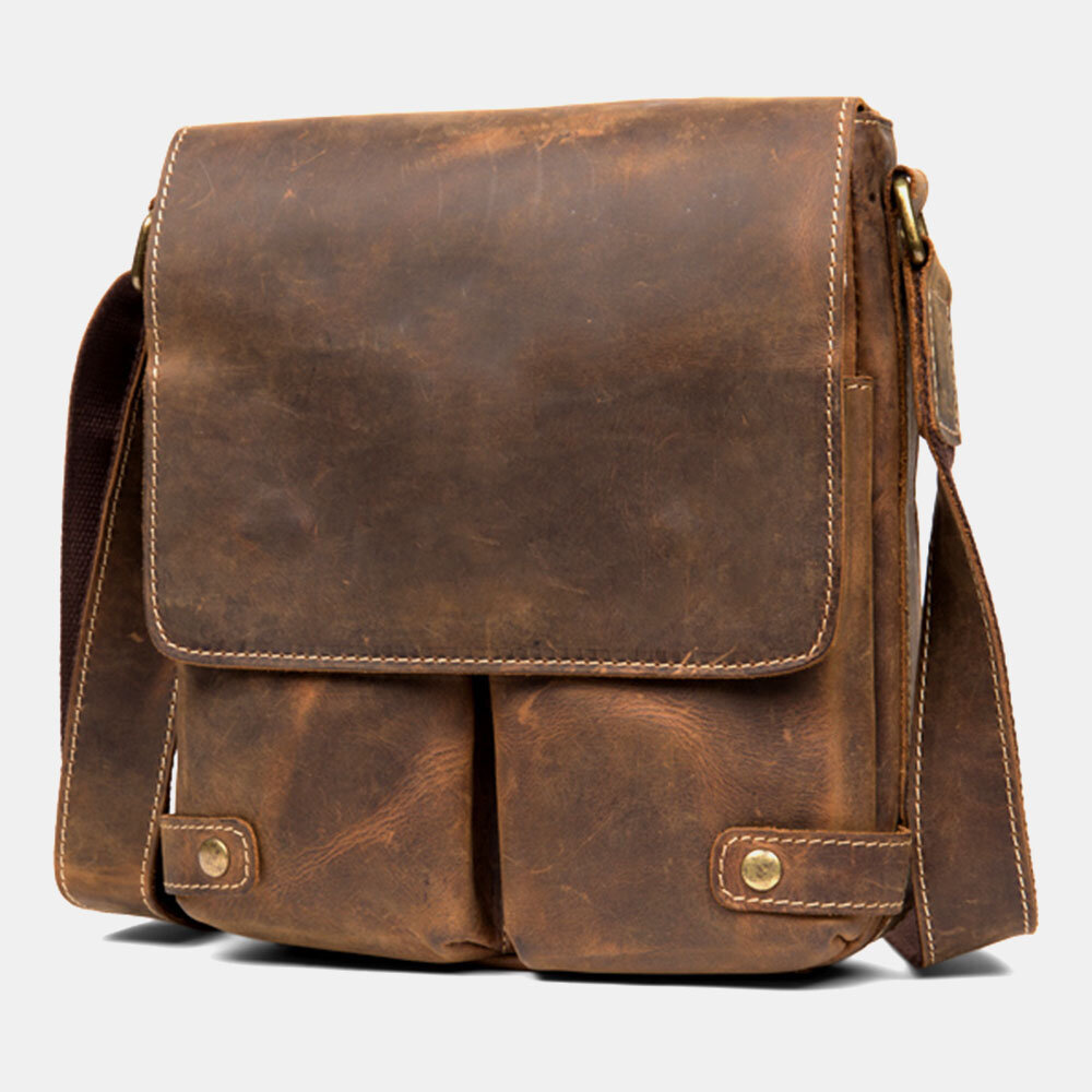 

Ekphero Men Rub Color PU Leather Multi-pockets Flap-Over Crossbody Bag Multifunction Shoulder Bag Handbag
