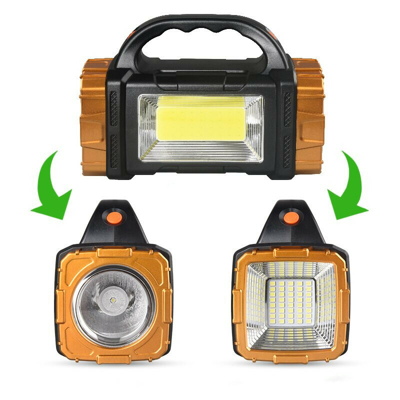Solar Charging Powerful Spotlight With Strong Light Outdoor LED Flashlight Large Capacity Lithium Battery With Power Ban