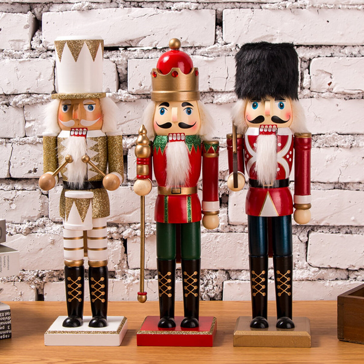 35cm houten notenkraker poppen soldaat vintage handwerk decoratie kerstcadeaus