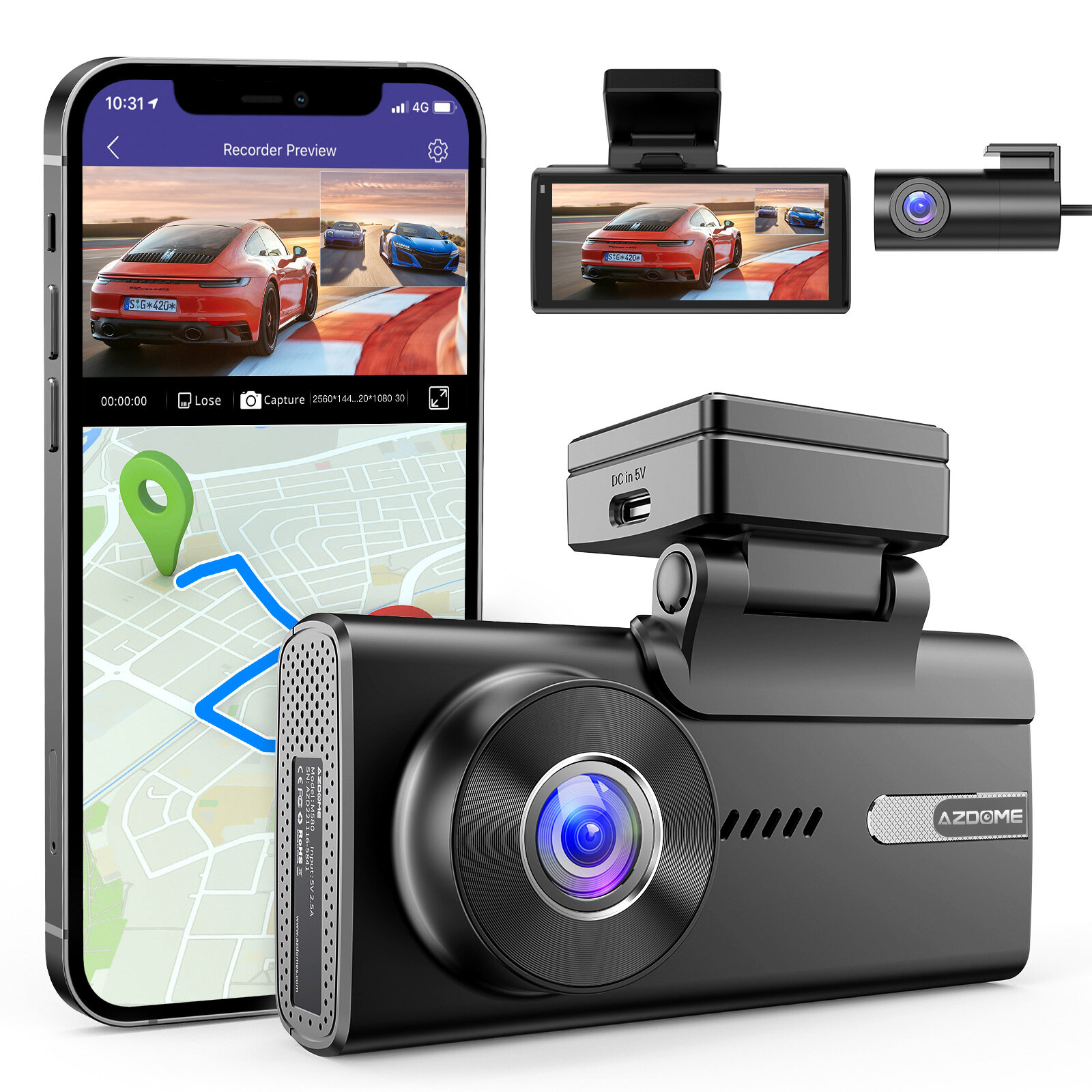 best price,azdome,4k+2k,front,rear,dual,car,dash,cam,m580,2ch,discount