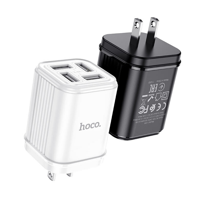 HOCO C84 4 USB 3.4A US Wall Charger for Samsung S20 Huawei P30 P40 Pro Mi10 Note 9S S20+