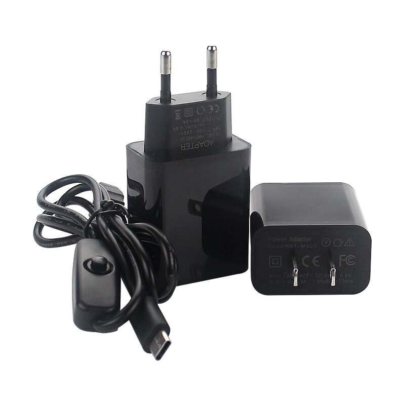 Catda C1900 Split Style Power Supply Kit Charger and Type-C Switch Line 5V3A EU/US Plug for Raspberr