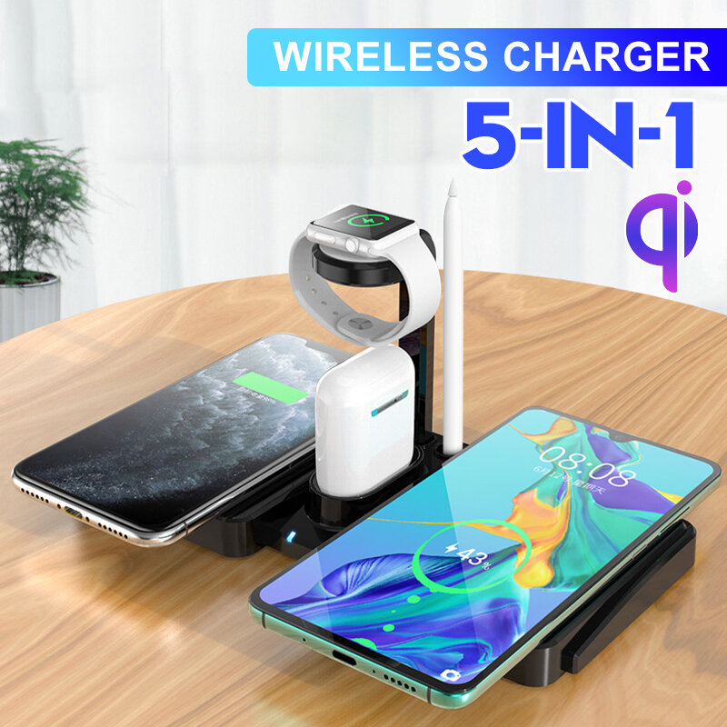 Bakeey 5-in-1 10W Wireless Charger Fast Charging Pad For IPhone XS 11Pro Huawei P40 Pro MI10 S20+ No
