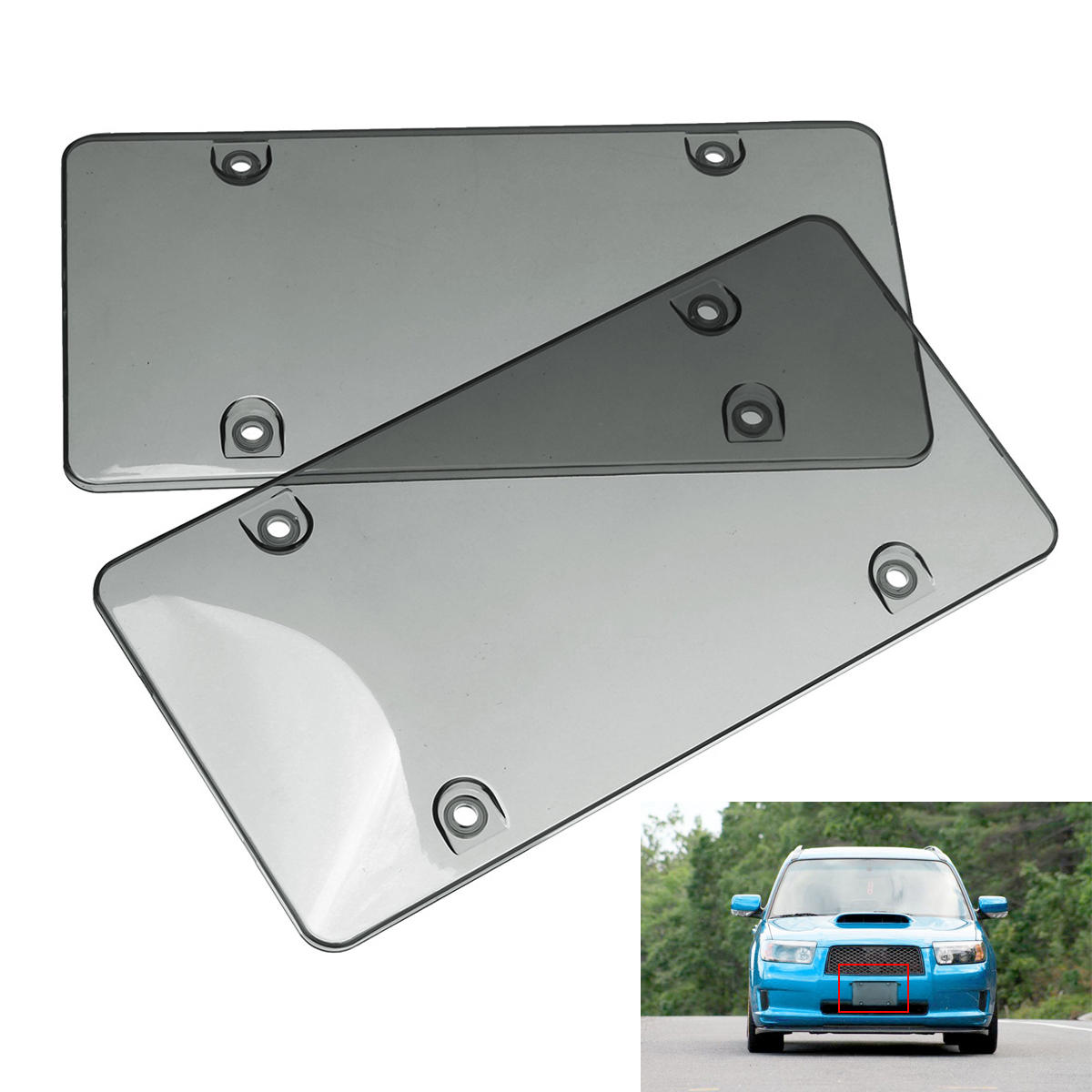 Tinted Clear Smoke License Plate Tag Frame Cover Shield Car Truck