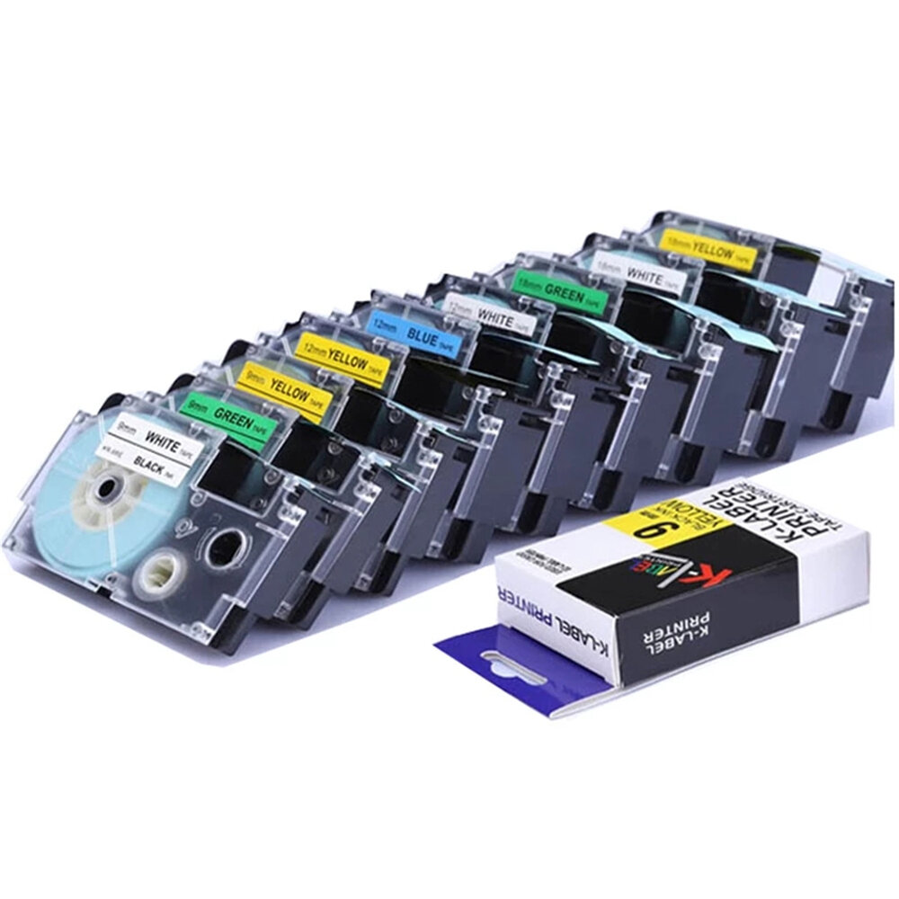 CIDY 1 Roll 9/12mm Label Tape متوافق Casio Label لطابعة Casio KL-780 KL-60 KL-170 KL-120 KL-820 CW-L300 KL-7400 KL-8800