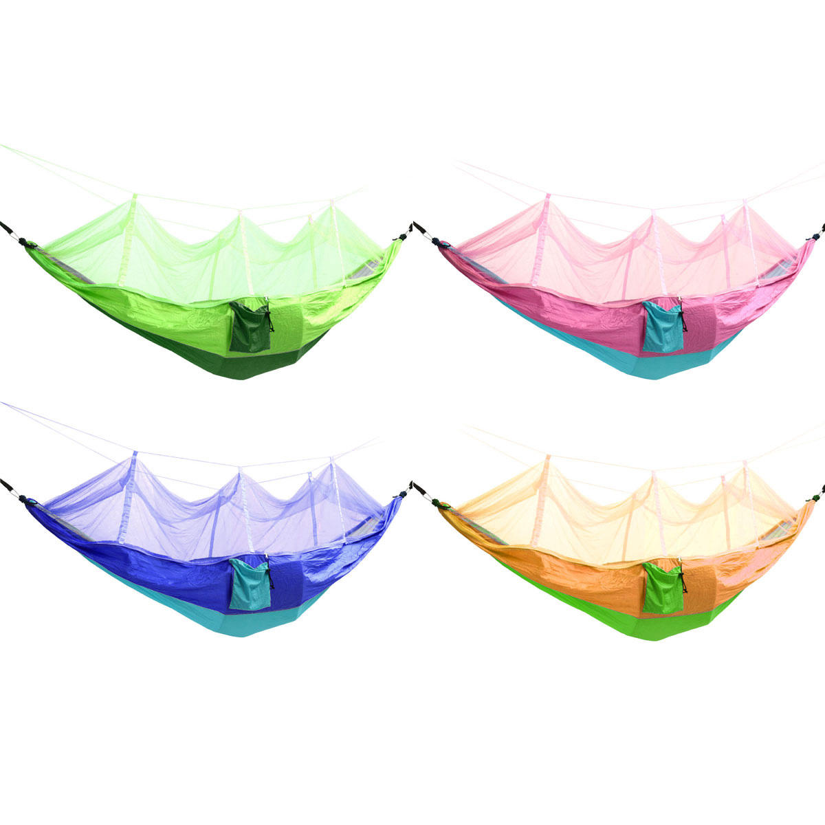 Al aire libre de la red de mosquito hamaca doble colgante cama abatible de nylon de paracaídas para acampar del recorrido