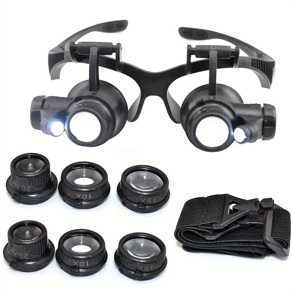 

Magnifying Glass With LED Light Head Mount Magnifier Appraisal Of Antique Repair Glasses 10X 15X 20X 25X Hands Free Magn