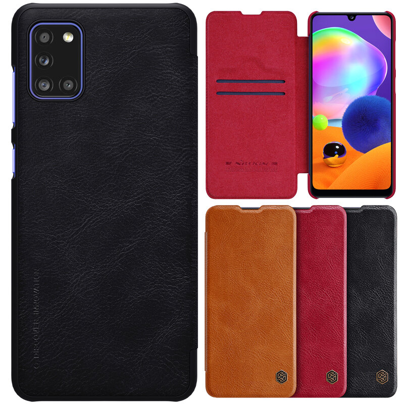 Nillkin for Samsung Galaxy A31 Case Bumper Flip Shockproof with Card Slot PU Leather Full Cover Prot