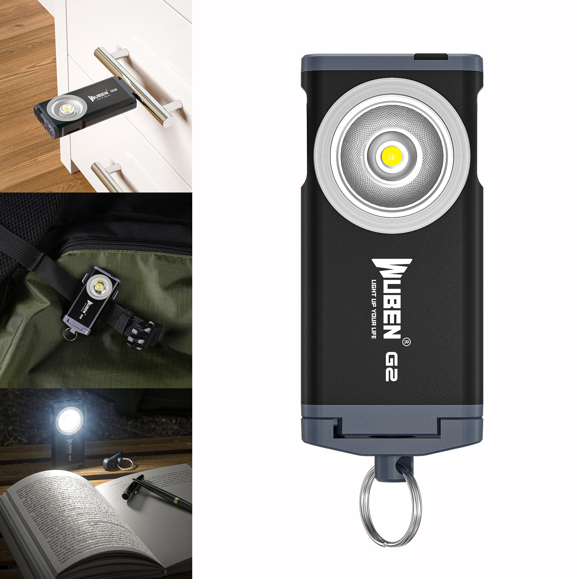 WUBEN G2 P9 500LM Quick-release EDC LED Keychain Flahlight Magnetic Tail Type-c Charging Super Wide-