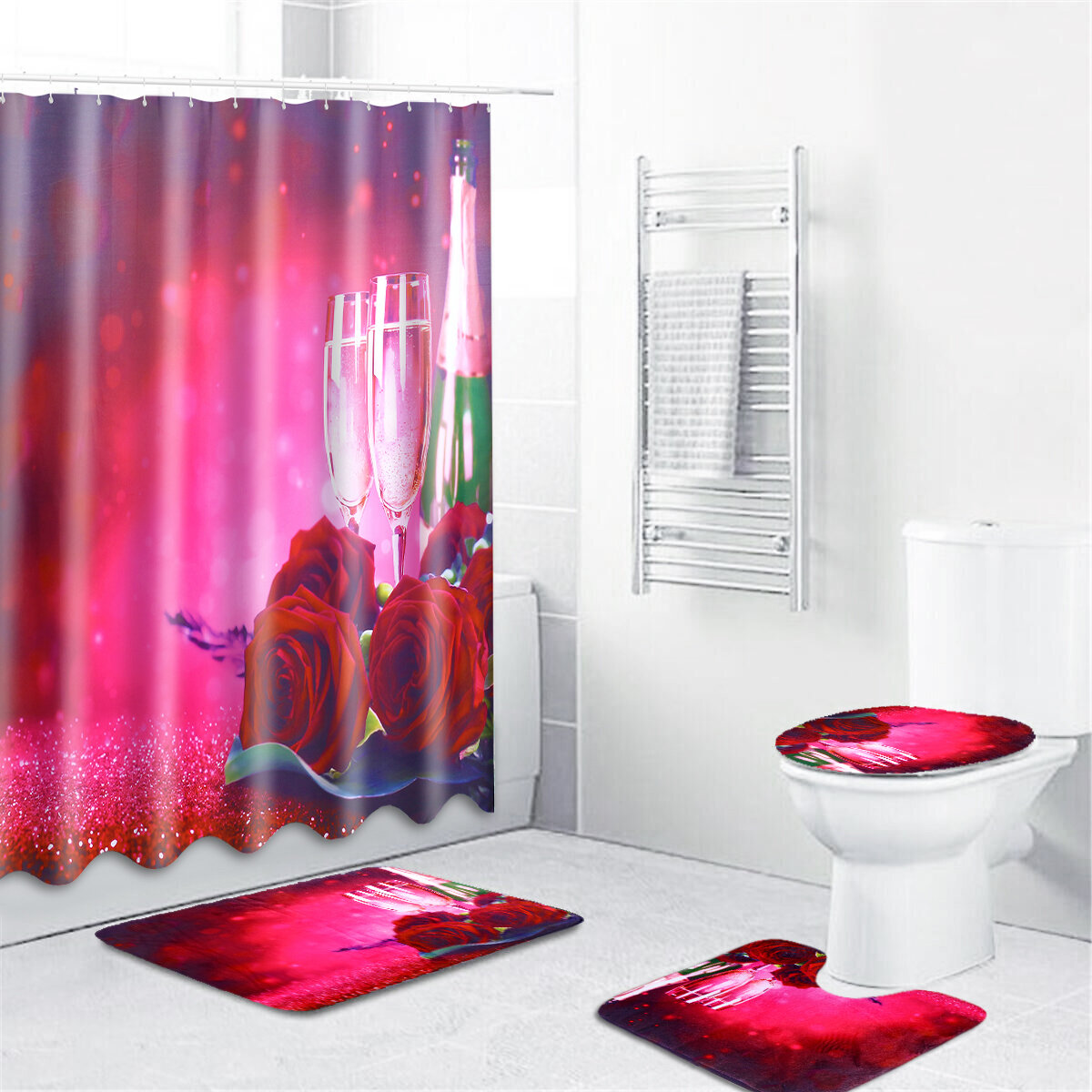 180x180 CM Romantische Rose Waterprood Douchegordijn Polyester vochtbestendige Badmat