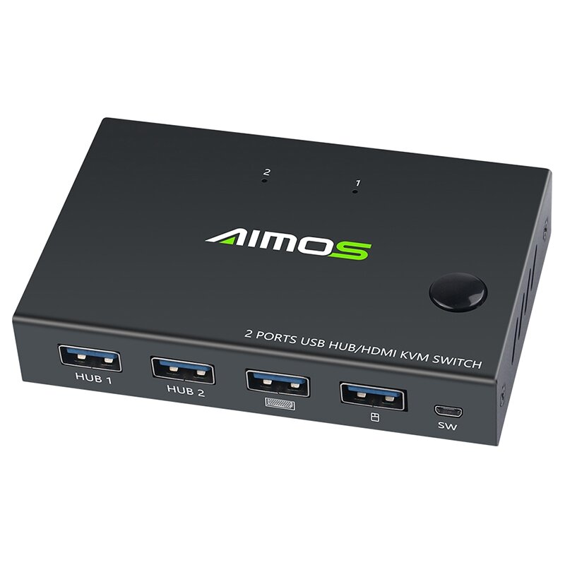 AIMOS USB HDMI-schakelkast Videoschakelaar Display 4K-splitter KVM-switch voor 2 pcs Delen Switcher 