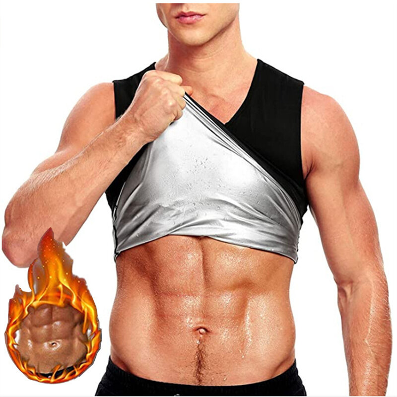 

TENGOO Men Sauna Shaper Vest Thermo Sweat Shapewear Tummy Control Slimming Tank Top Gym Fitness Workout Zipper Corset Sh