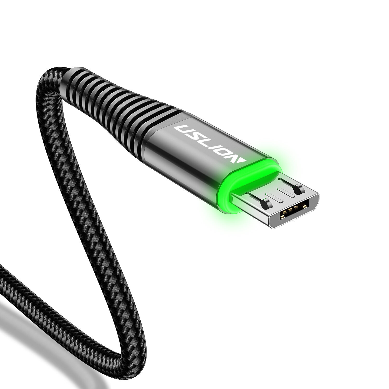 USLION 3A LED Light USB to Micro USB Cable Fast Charging Data Transmission Cord Line 1M/2M Long For Xiaomi For HUAWEI Fo