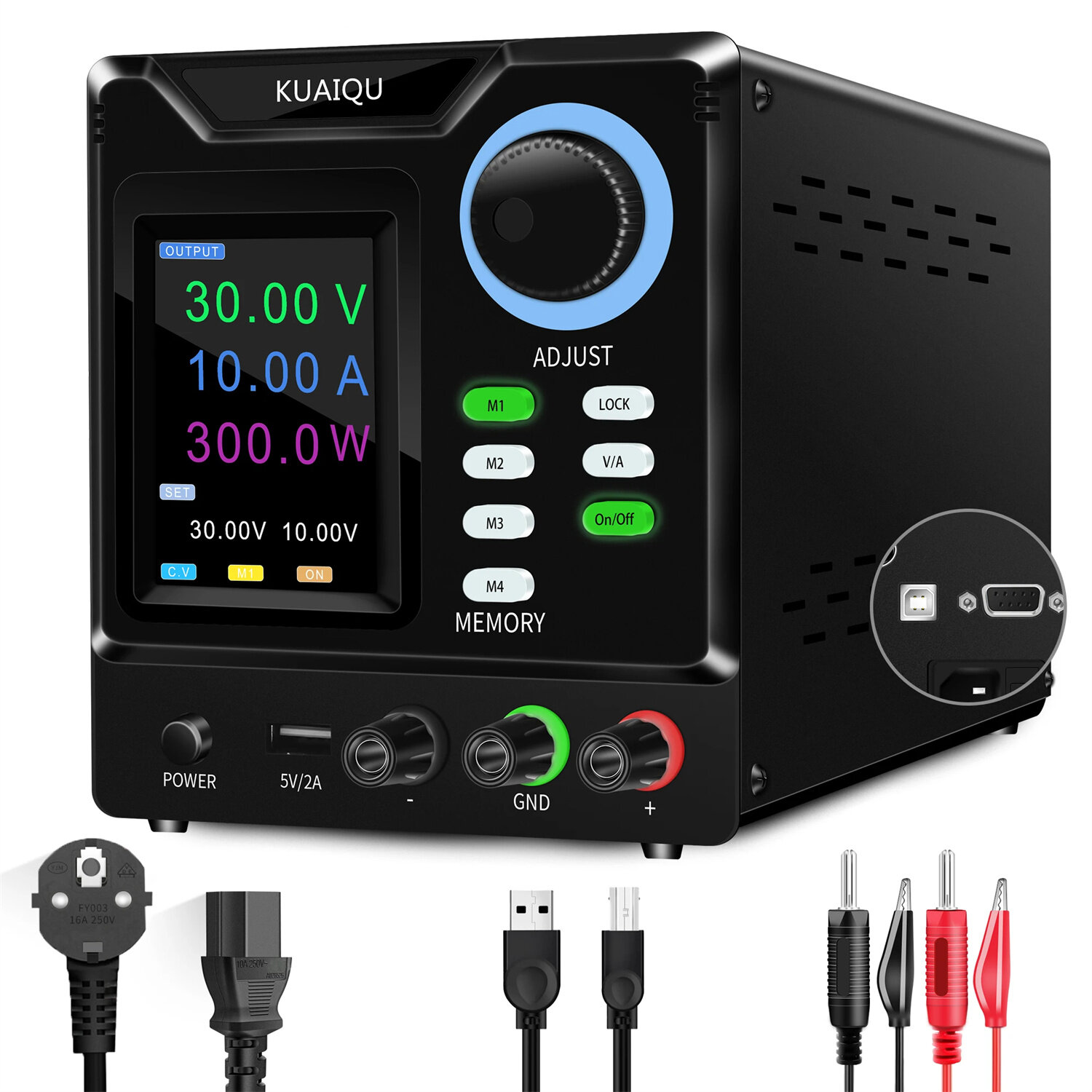 

KUAIQU Programmable DC Power Supply Adjustable 305/3010/605/1203 with HD 4-Digit Color Display Precise Encoder Knobs USB