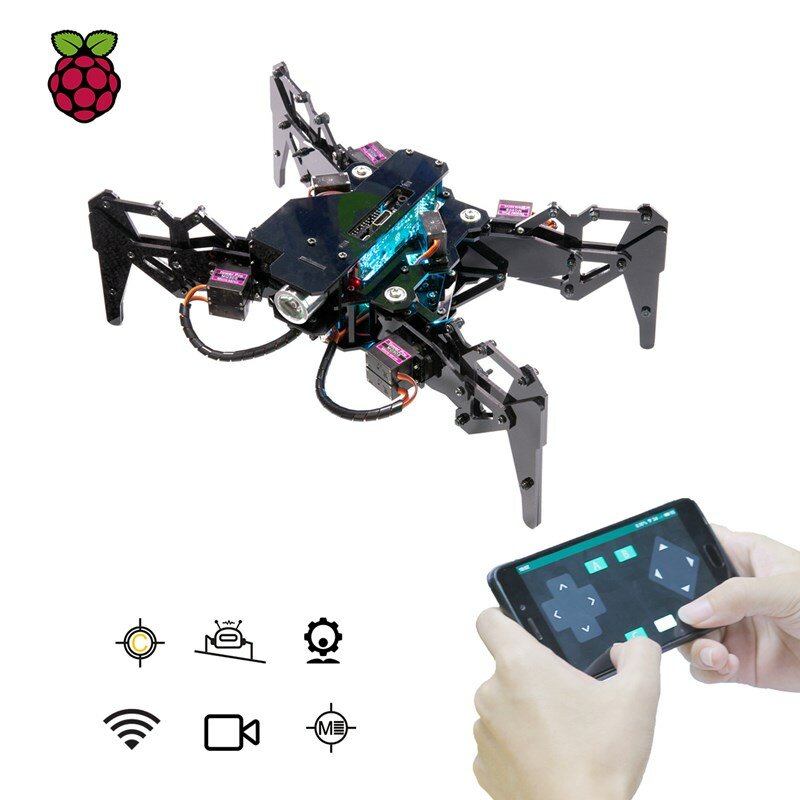 

Бионический четвероногий робот-паук Adeept® DarkPaw Набор для Raspberry Pi STEM Crawling Robot OpenCV Tracking Самостаби