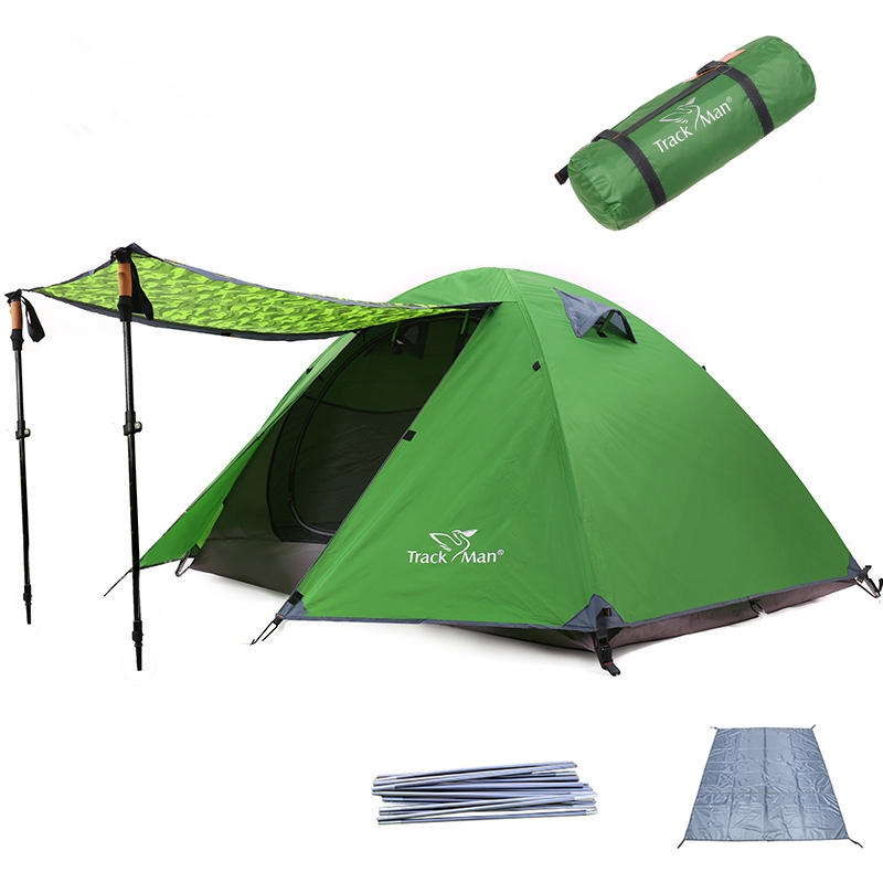 Trackman TM1211 2 személyes kemping sátor dupla rétegű alumínium rúd 3 évszakos szabadtéri utazási sátrak