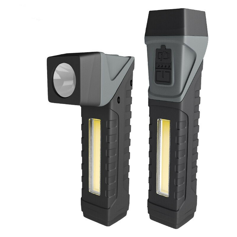 LED+COB Flashlight with Pen Clip Holder Rotatable Tail Flashlight with Magnet Strong Light Flashlight Working Light