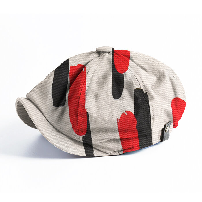 Banggood Design Men Thick Lines Pattern Fashion Casual Short Brim Octagonal Cap Beret Hat