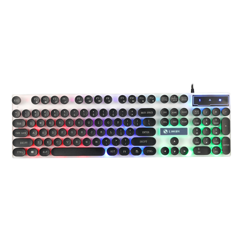 LIMEIDE TX30 Wired Gaming Keyboard 104 Keys Retro Punk Round Keycaps 7-Color Backlight 19 Keys Non-Conflict Mechanical F