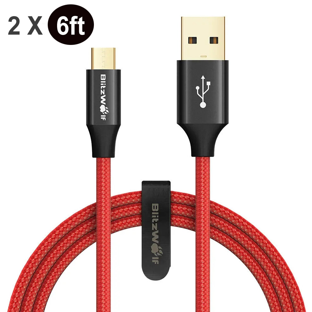 

[2 Pack] BlitzWolf® BW-MC8 2.4A Micro USB Data Cable Fast Charging Braided Durable Core 6ft/1.8m For ASUS ZenFone Max Pr