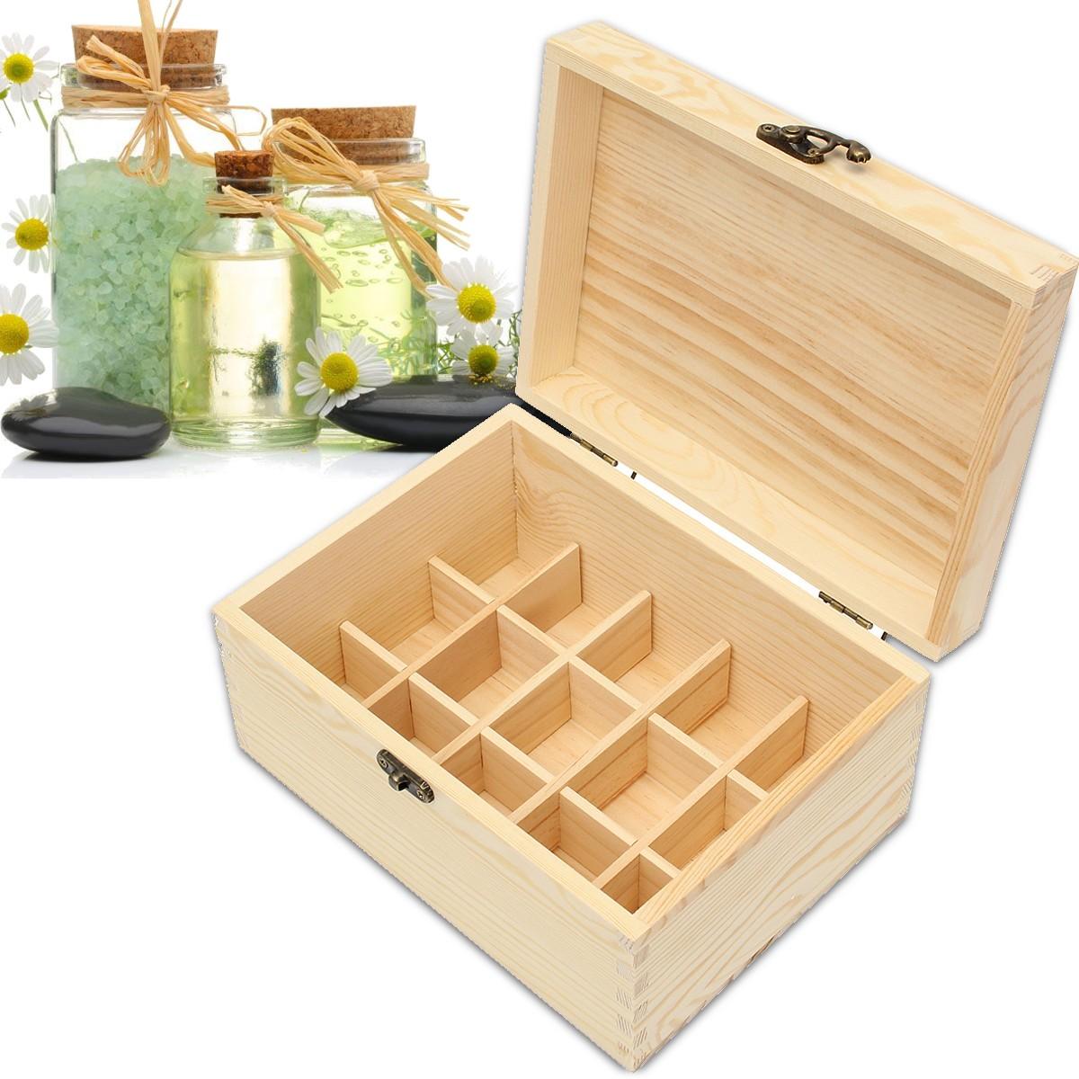 Image of 15 Gitter Natural Wood Box therische le Lagerung Anti-Verdunstungs-Box Fall