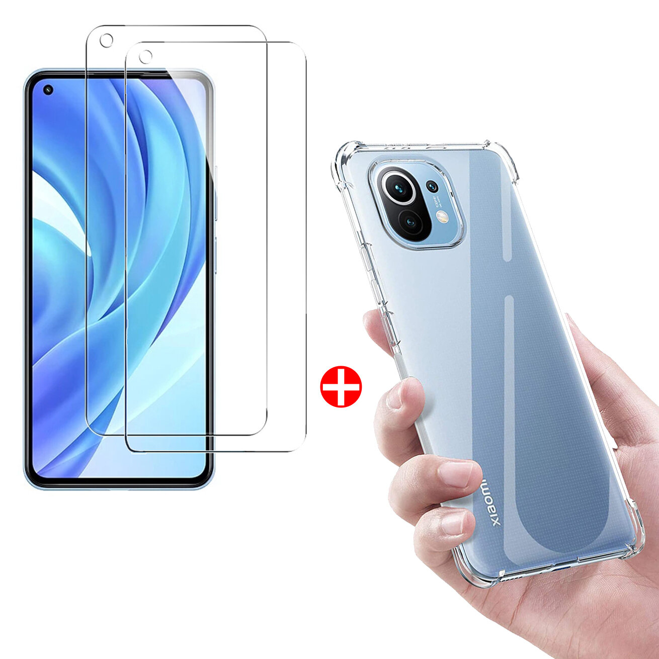 

Bakeey for Xiaomi Mi 11 Lite Accessories Set 2PCS 9H Anti-Explosion Full Glue Full Coverage Tempered Glass Screen Protec