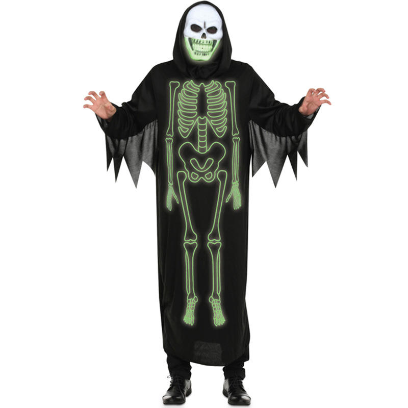 Halloween-Party-Dekoration-Versorgungsmaterialien Scary COS-Kleidungs-Nachtlicht-leuchtender Schädel-männliche Geister 