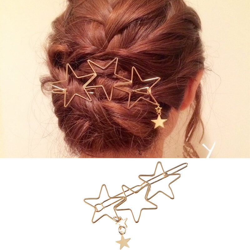 

Trendy Hair Accessories Hollow Five Point Stars Hairpin
