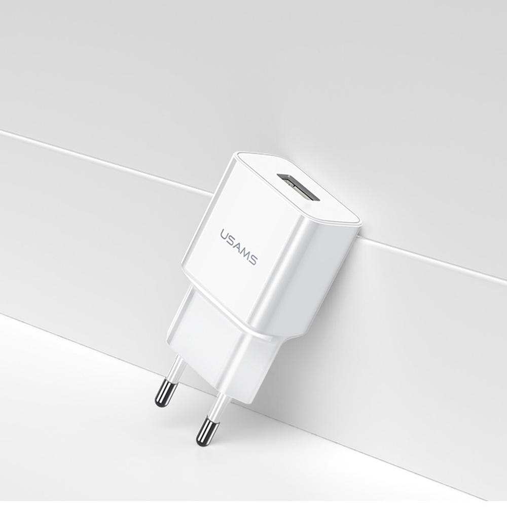 

USAMS 2.1A, однопортовый USB-адаптер для быстрой зарядки, вилка европейского стандарта, подходит для iPhone X XS HUAWEI