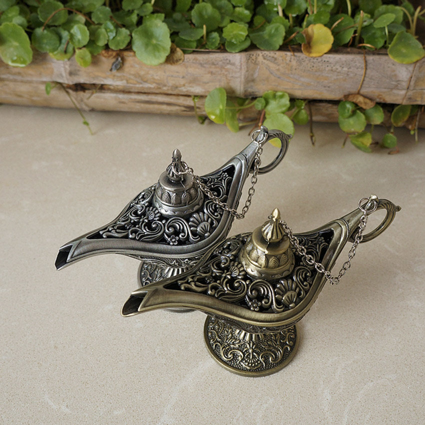 12X4X7.5CM Hollowed-out Carving Retro Classic Aladdin Wishing Lamp Furnishing Articles