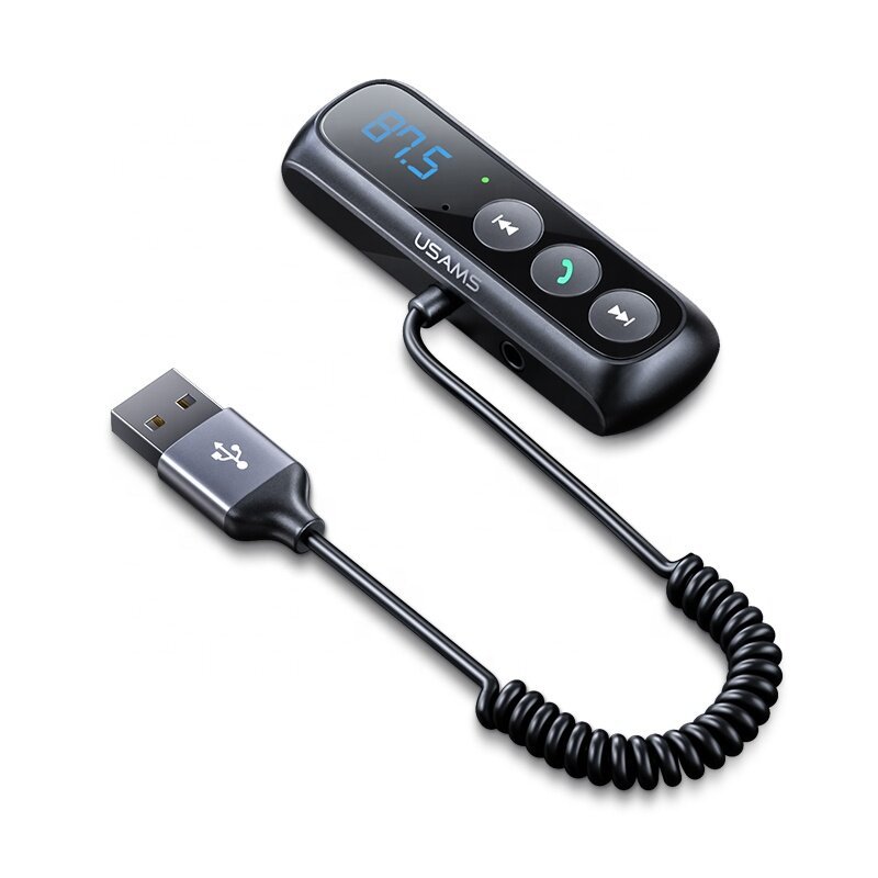 

USAMS US-SJ503 USB Car FM Wireless BT5.0 Audio Receiver Digital Display Wireless Audio Adapter Car Accessories For Car S