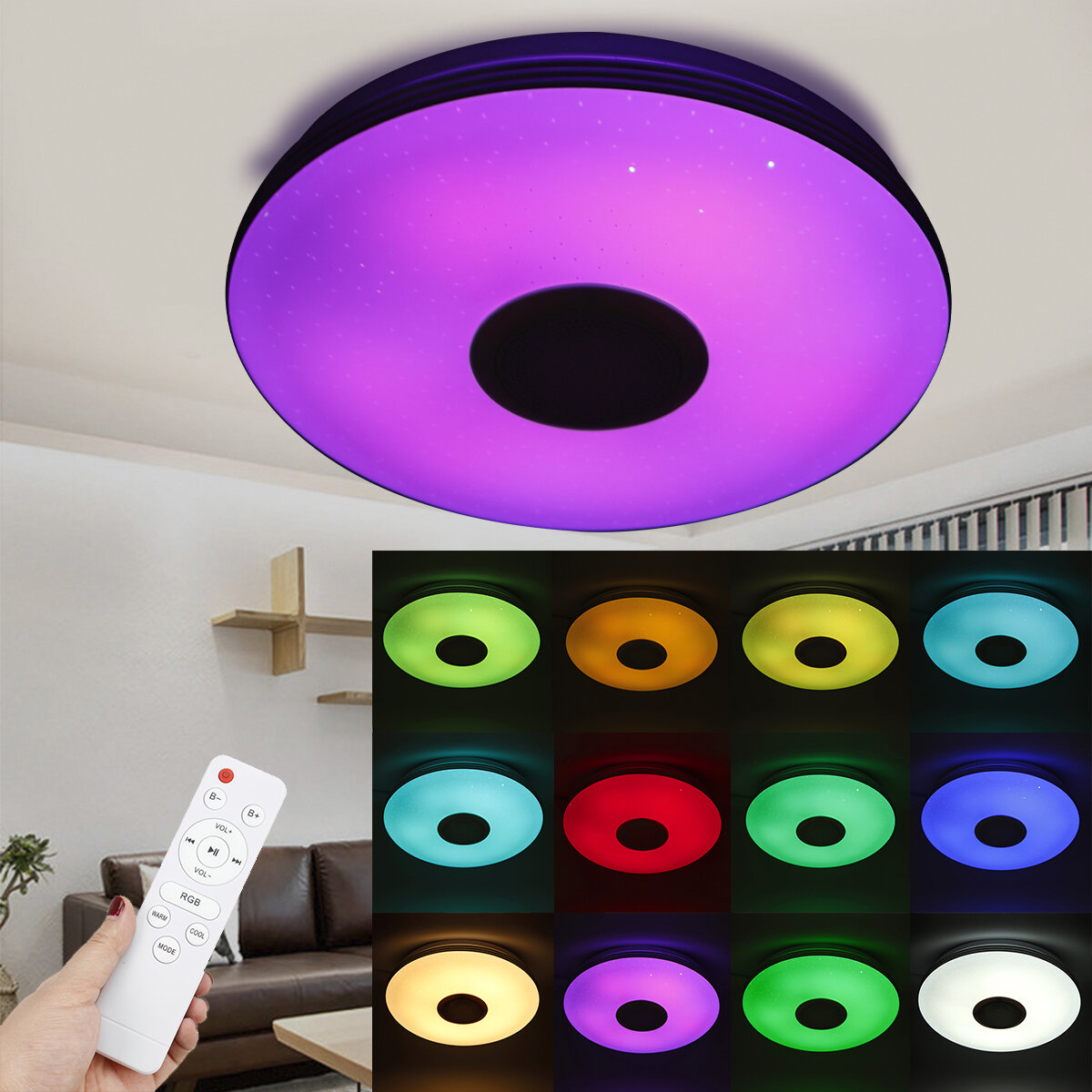 

85-265V 30CM LED Ceiling Light RGB bluetooth Music Dimmable Lamp APP + Remote Controller