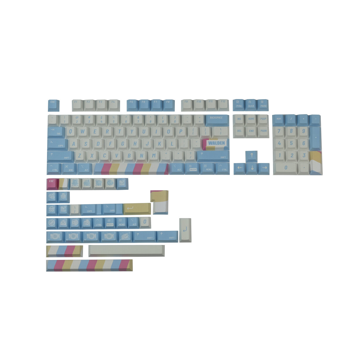 140 toetsen Blue & White PBT Keycap Set Cherry Profile Sublimation Custom Keycaps voor mechanische t