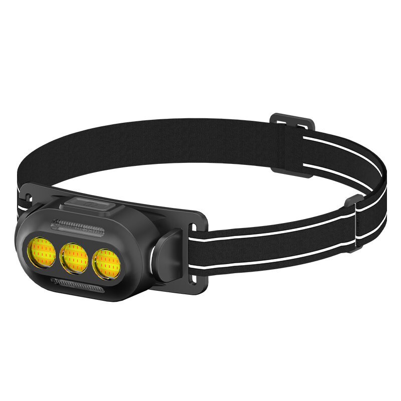 Linterna frontal LED mini cómoda con correa de cabeza ajustable. Perfecta para acampar y pescar de noche. Luces frontale