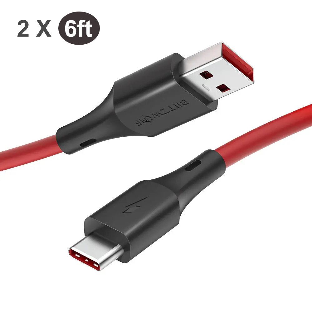 

[2 Pack] Blitzwolf® BW-TC19 6ft 5A SuperCharge QC3.0 USB Type-C Charging Data Cable for MI10 Note 9S Huawei P30 P40 Pro