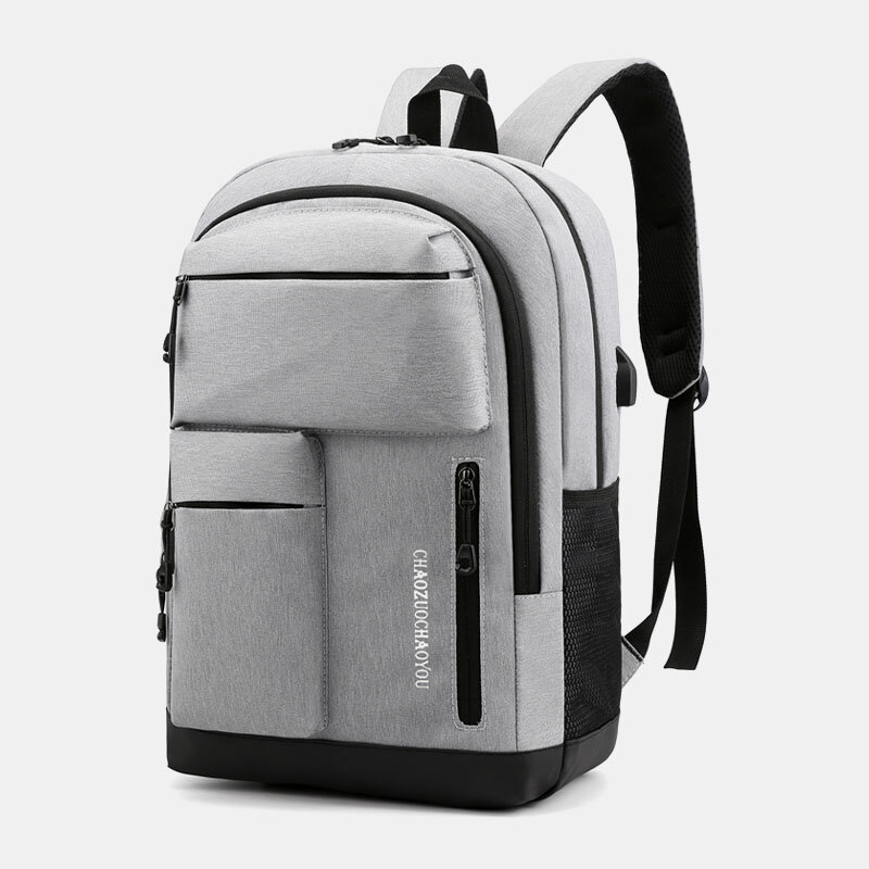 Men Oxford Multi-pocket Large Capacity USB Charging Backpack Casual Wild Waterproof School Bag