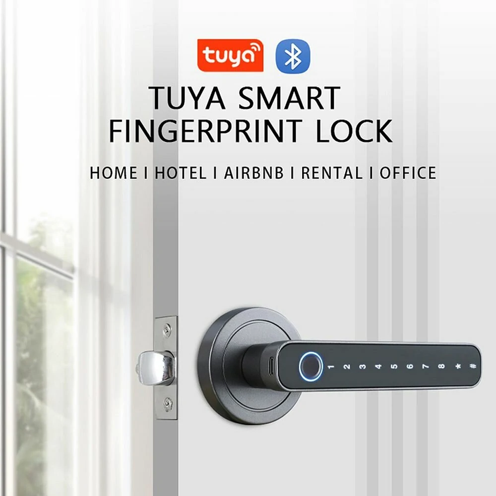 Tuya Smart Door bluetooth Lock Intelligent Anti theft Door Lock Dynamic Password APP Fingerprint Key Unlock Home Lock
