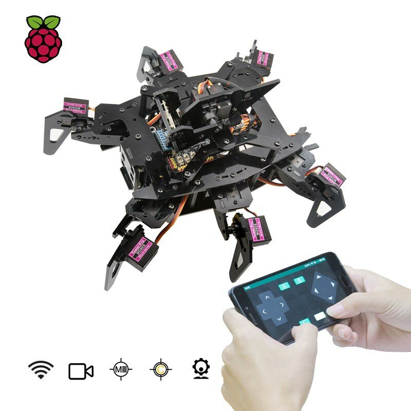 Adeept? RaspClaws Hexapod Spider Robot Kit voor Raspberry Pi 4 Model 4B / 3B STEAM Crawling Robot Op