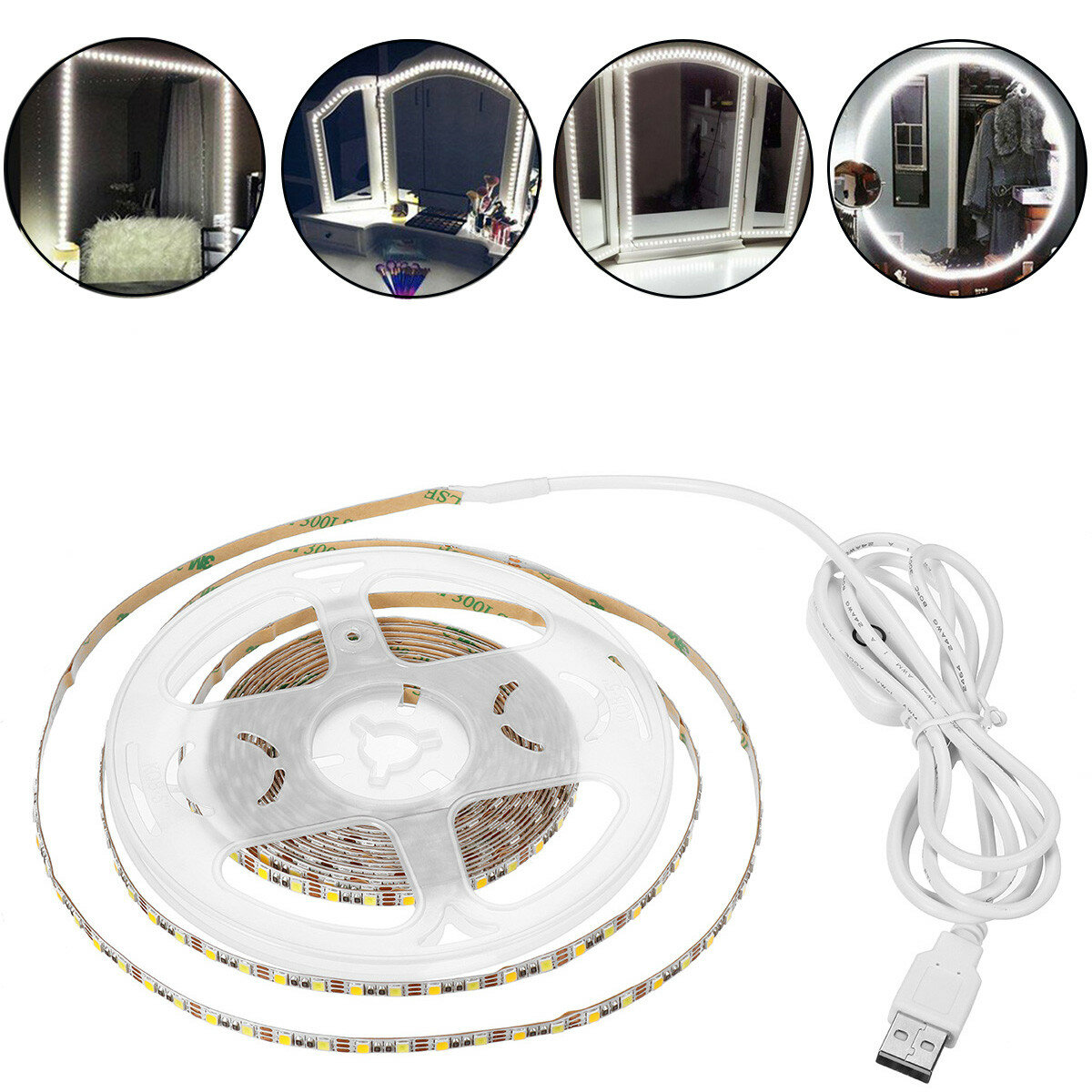 0512345M USB LED Light Strip Stepless Dimming Home Vanity mirror Dressing Makeup Table Lamp
