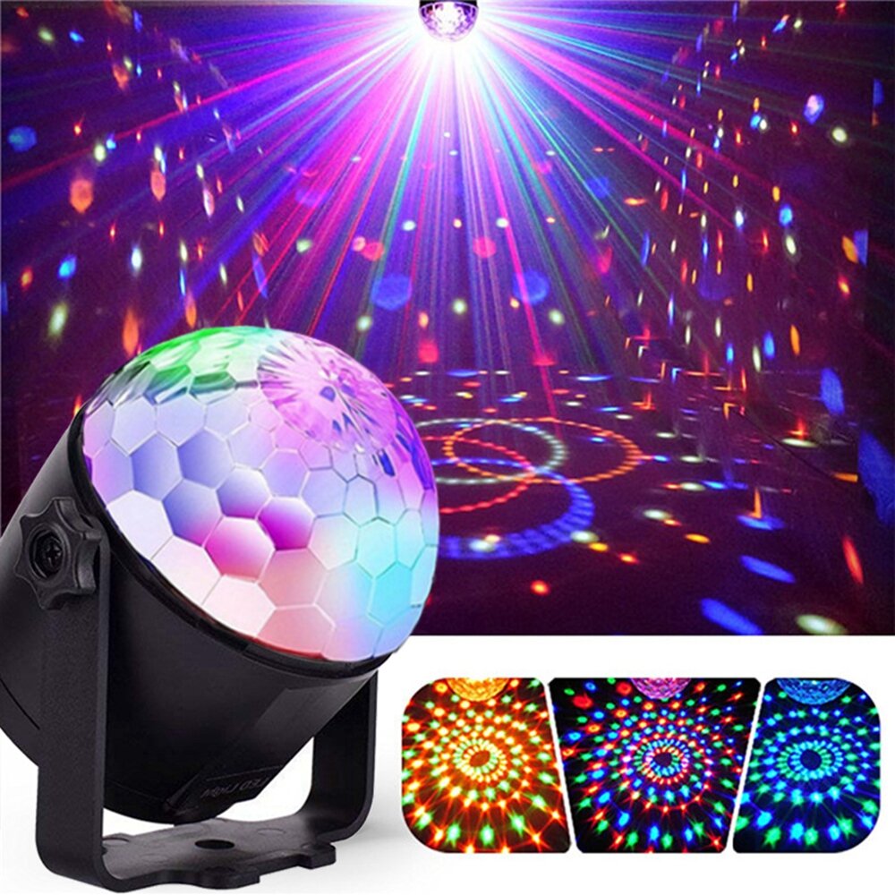 7W RGBYW Voice Activated Afstandsbediening LED Crystal Magic Ball Stage Light voor Bar Show AC100-24