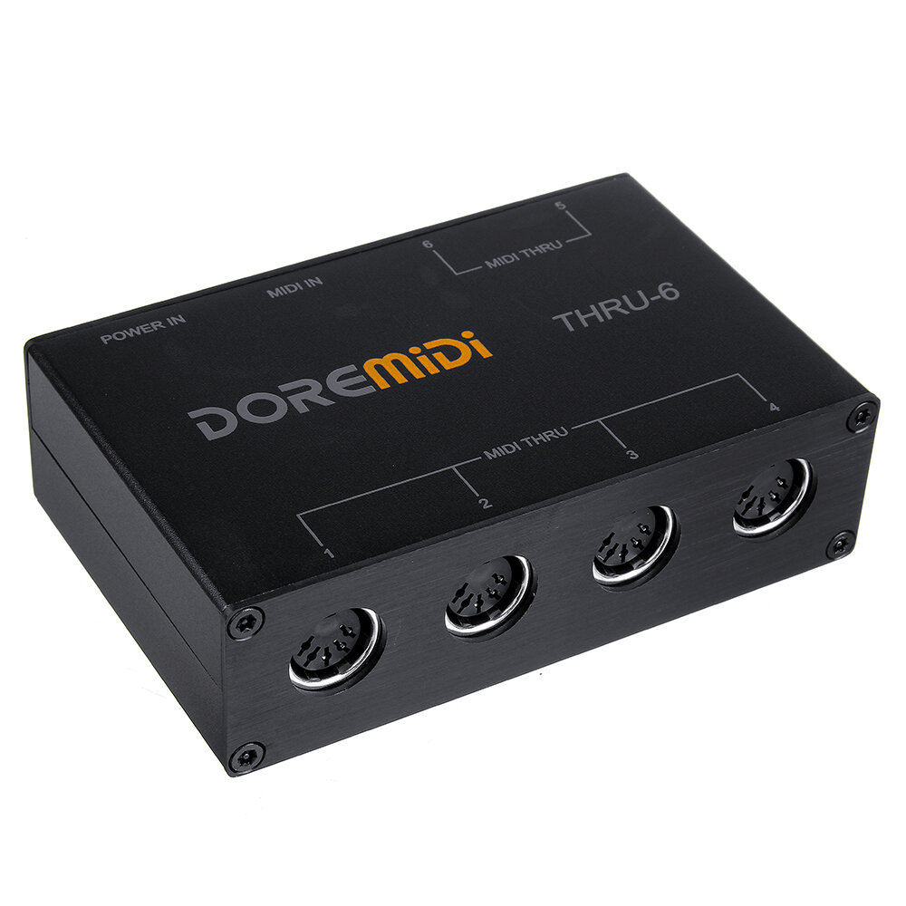 DOREMiDi THRU-6 MIDI-interfaces Controller THRU 6 Thru Box Controller Adapter Converter 1 ingang en 