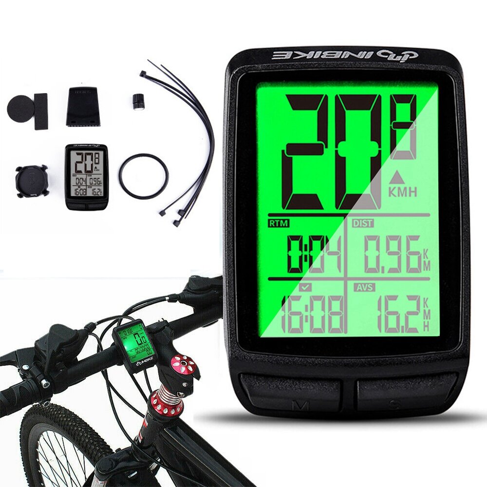 INBIKE Waterproof Bicycle Computer Backlight Wireless MTB Bike Cycling Odometer Stopwatch Speedometer Watch LED Screen D