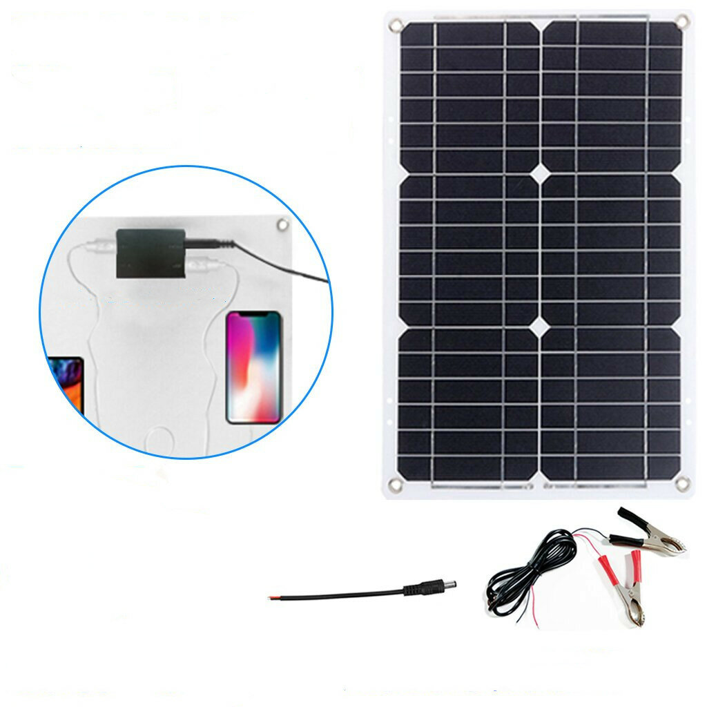 18W 18V Effcient Chip PET Solar Panel Portable Charger With 30A Solar Controller 12V/24V Waterproof DC Port High Efficiency Solar Charger Power