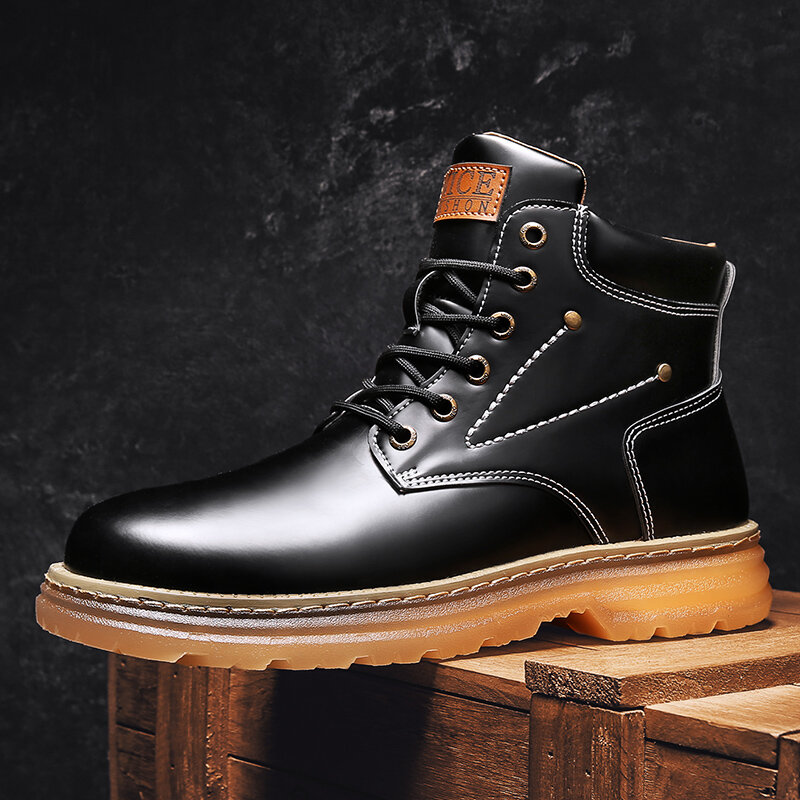 

Men Front Lace-up Slip Resistant Casual Martin Boots Tooling Boots
