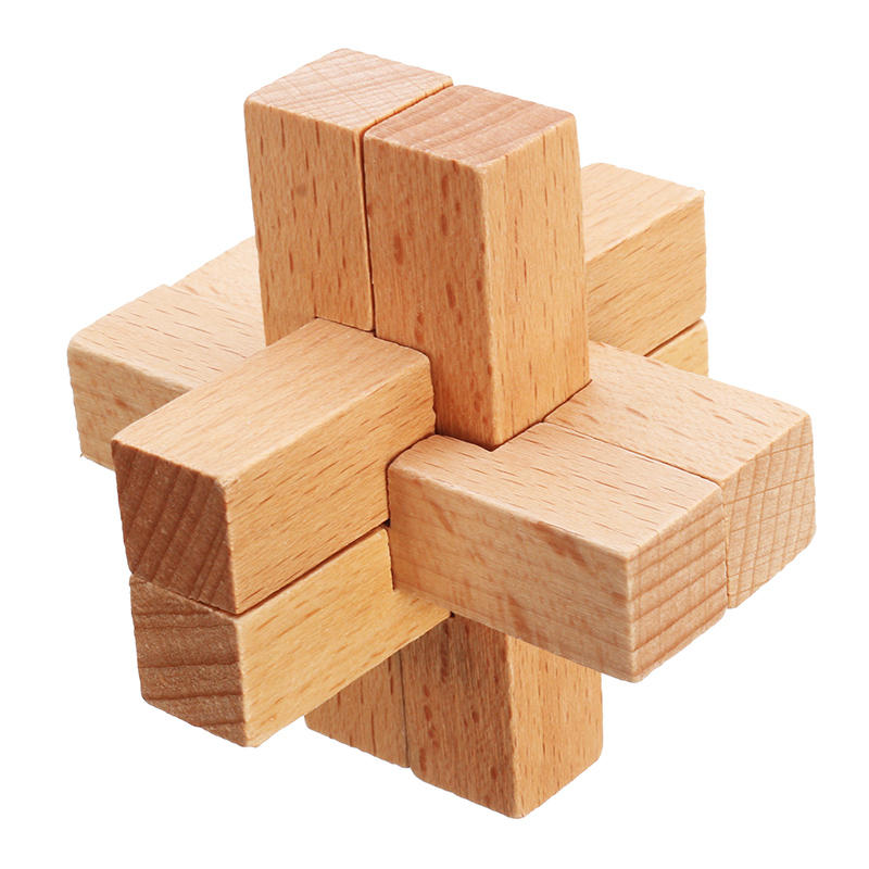 

Kong Ming Lock Toys Children Kids Assembling 3D Puzzle Puzzle Cube Challenge IQ Brain Wood Toy