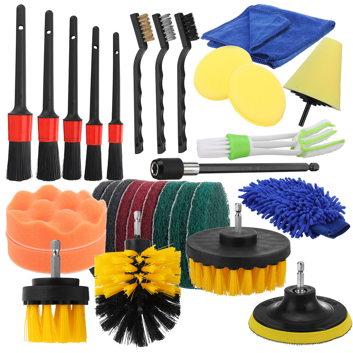 30PCS Cleaning Detailing Brush Set Dirt Dust Clean Brush Exterior Leather Air Vents Care Clean Tools For Car Motorcycle