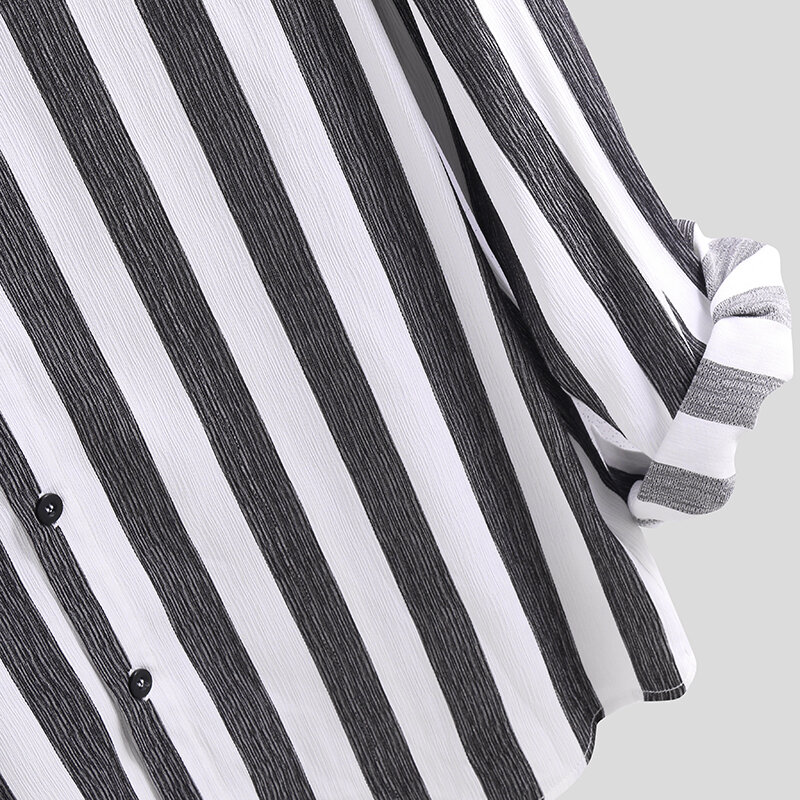 mens casual business long sleeve classic striped shirts at Banggood