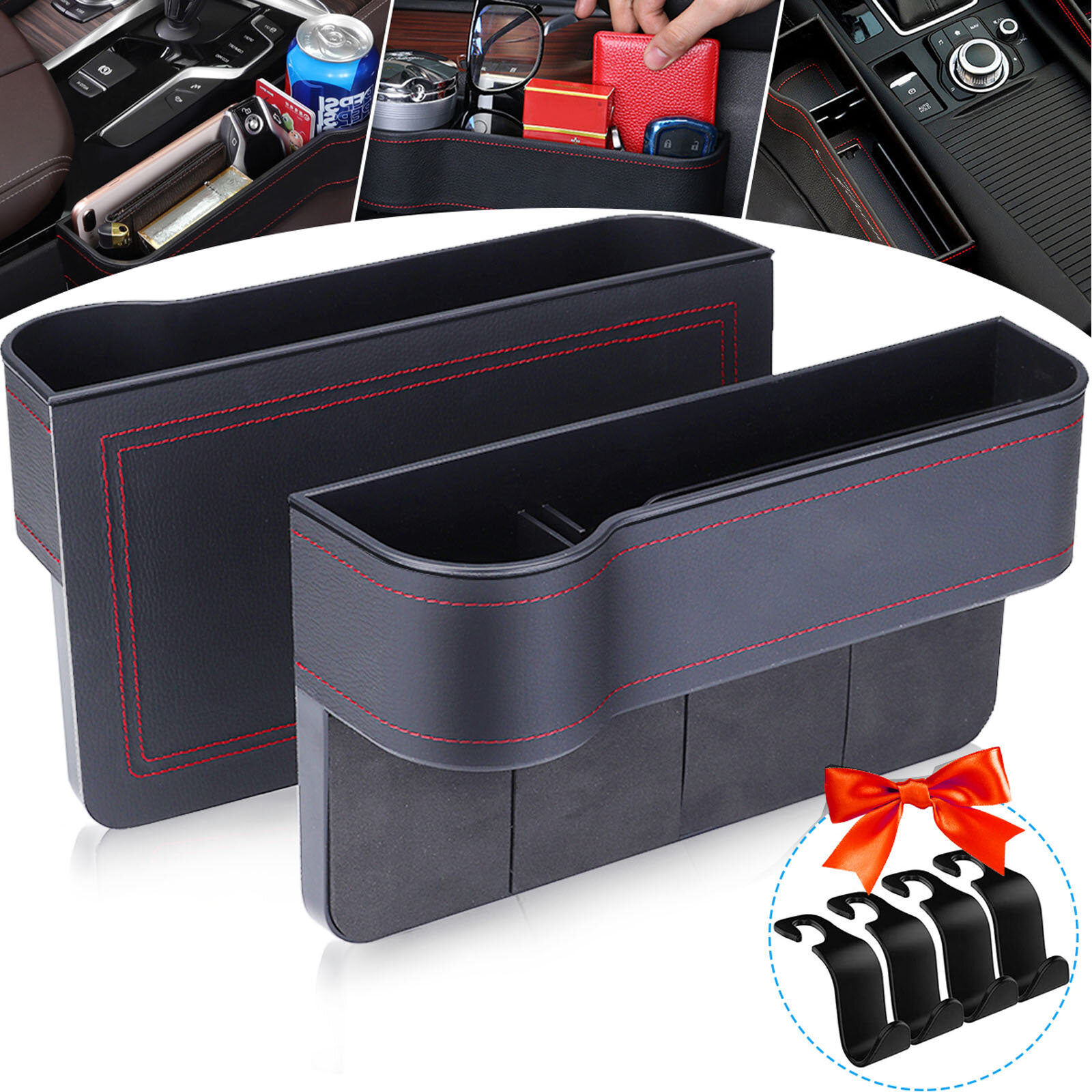 

1 Pair of Car Organizer Auto Seat Crevice Gaps Storage Box Cup Mobile Phone Holder for Pockets Stowing Tidying Organizer
