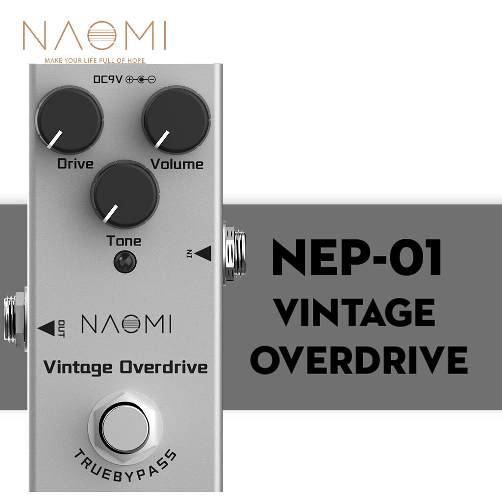 NAOMI Gitaareffectpedaal Vintage Overdrive / Volume / Toonknop Effectpedaal Mini Single Type DC 9V T